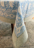 Azure Bloom Block Print Cotton Tablecloth
