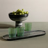 Marina White Stripe Glass Tumblers in Green (Set of 6)
